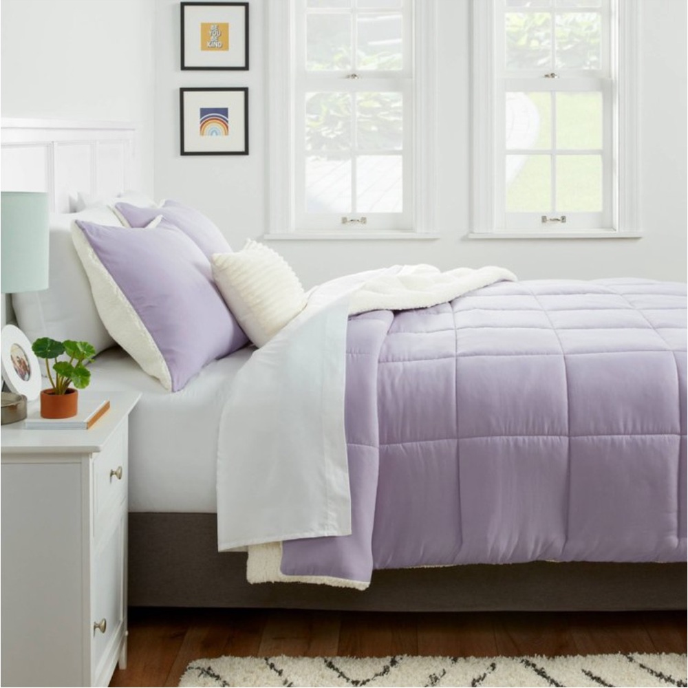 Room Essentials Lavender Faux Shearling Comforter F/Q